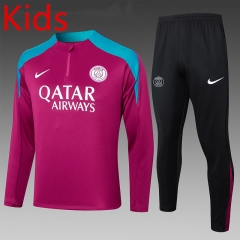 2024-2025 Paris SG Purple&Red Kids/Youth Soccer Tracksuit-815