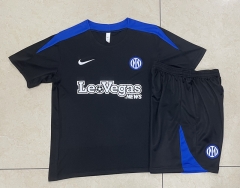 2024-2025 Inter Milan Black Short-sleeved Thailand Soccer Tracksuit-815