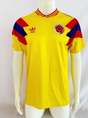 Retro Version 1990 Colombia Home Yellow Thailand Soccer Jersey AAA-503