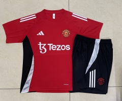 2024-2025 Manchester United Red Short-Sleeve Thailand Soccer Tracksuit-815