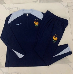 2024-2025 France Royal Blue Thailand Soccer Tracksuit -815