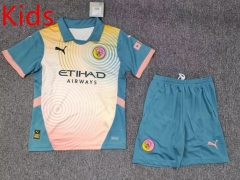 2024-2025 Manchester City 3rd Away Yellow&Blue Kid/Youth Soccer Uniform-6850