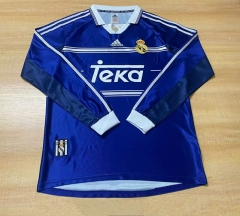 Retro Version 98-99 Real Madrid Away Blue LS Thailand Soccer Jersey AAA-6895