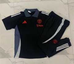 2024-2025 Manchester United Black Thailand Polo Uniform-815