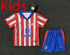 2024-2025 Atletico Madrid Home Red&White Youth/Kids Soccer Uniform-GB