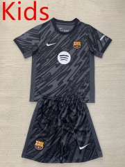 2024-2025 Barcelona Goalkeeper Black Kid/Youth Soccer Uniform-AY