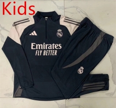 2024-2025 Real Madrid Dark Gray Kids/Youth Soccer Tracksuit-815