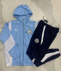 2024-2025 Manchester City Light Blue Thailand Soccer Coat Uniform With Hat-815