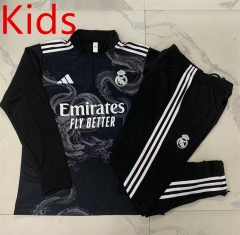 2024-2025 Real Madrid Black Ink Jet Kids/Youth Soccer Tracksuit-815