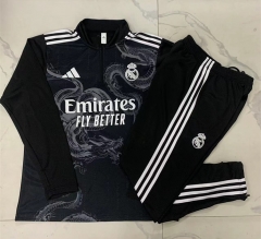 2024-2025 Real Madrid Ink Jet Black Thailand Soccer Tracksuit-815