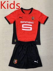 2024-2025 Stade Rennais Home Red Kids/Youth Soccer Uniform-AY