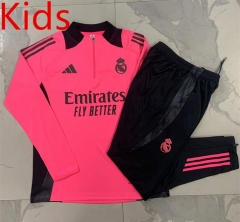 2024-2025 Real Madrid Fluorescent Pink Kids/Youth Soccer Tracksuit-815