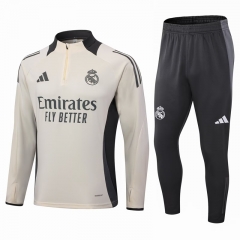 2024-2025 Real Madrid Beige Thailand Soccer Tracksuit-411