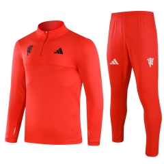 (S-3XL) 2024-2025 Manchester United Red Thailand Soccer Tracksuit-GDP