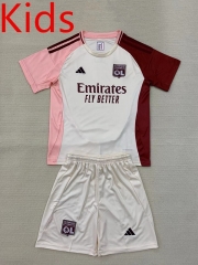 2024-2025 Olympique Lyonnais 2nd Away White Kids/Youth Soccer Unifrom-AY