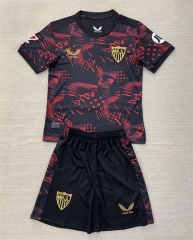 2024-2025 Sevilla 2nd Away Black&Red Soccer Uniform -AY