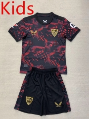 2024-2025 Sevilla 2nd Away Black&Red Kids/Youth Soccer Uniform-AY