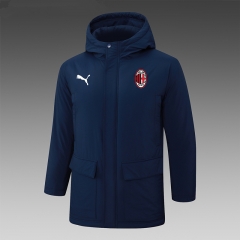 (Red Logo) 2024-2025 AC Milan Royal Blue Cotton Coat With Hat-815