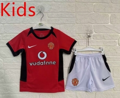 Retro Version 02-03 Manchester United Home Red Kids/Youth Soccer Uniform-5074