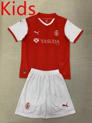 2024-2025 Stade de Reims Home Red Kids/Youth Soccer Uniform-AY