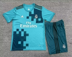 Retro Version 17-18 Real Madrid 2nd Away Blue Soccer Uniform-718