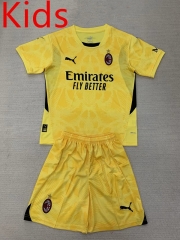 2024-2025 AC Milan Goalkeeper Yellow Kids/Youth Soccer Uniform-AY