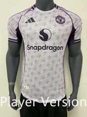 (S-3XL) Player Version 2025-2026 Manchester United Away White&Purple Thailand Soccer Jersey AAA-5931