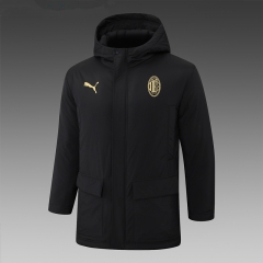 (Gold Logo) 2024-2025 AC Milan Black Cotton Coat With Hat-815