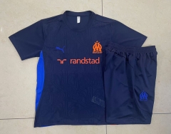 2024-2025 Olympique de Marseille Royal Blue Short-sleeved Thailand Soccer Tracksuit-815