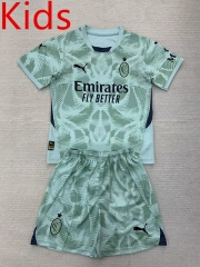 2024-2025 AC Milan Goalkeeper Green Kids/Youth Soccer Uniform-AY