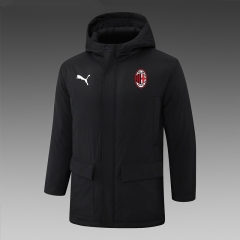 (Red Logo) 2024-2025 AC Milan Black Cotton Coat With Hat-815