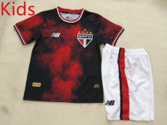 2024-2025 Sao Paulo 2nd Away Red&Black Kids/Youth Soccer Unifrom-507