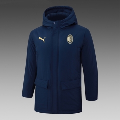 (Gold Logo) 2024-2025 AC Milan Royal Blue Cotton Coat With Hat-815