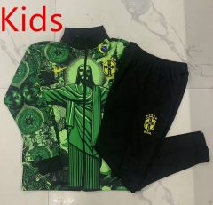 2024-2025 Brazil Ink Jet Green Kids/Youth Soccer Jacket Uniform-815