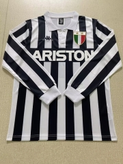 Retro Version 84-85 Juventus Home Black&White LS Thailand Soccer Jersey AAA-6895