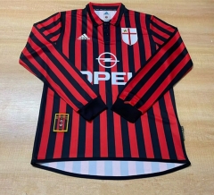 Retro Version 99-00 AC Milan Home Red&Black LS Thailand Soccer Jersey AAA-6895