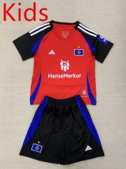 2024-2025 Hamburger SV Away Red Kids/Youth Soccer Uniform-AY