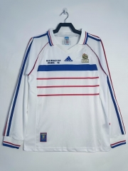 Retro Version 1998 France Away White LS Thailand Soccer Jersey AAA-811