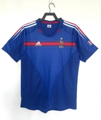 Retro Version 2004 France Home Blue Thailand Soccer Jersey AAA-811