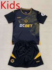 2024-2025 Wolverhampton Wanderers Away Black Kid/Youth Soccer Uniform-AY