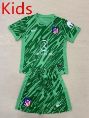 2024-2025 Atletico Madrid Goalkeeper Green Youth/Kids Soccer Uniform-AY