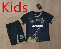 2024-2025 Sporting Clube de Portugal 2nd Away Black Kid/Youth Soccer Uniform-4714