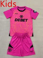 2024-2025 Wolverhampton Wanderers Goalkeeper Pink Kid/Youth Soccer Uniform-AY