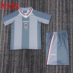 Retro Version 1996 England Away Gray Kids/Youth Soccer Uniform-6748