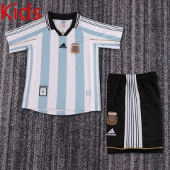 Retro Version 1998 Argentina Home Blue&White Kids/Youth Soccer Uniform-6748