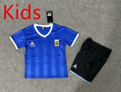 Retro Version 1986 Argentina Away Blue Kids/Youth Soccer Uniform-6748