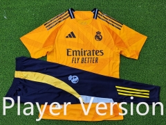 (Royal Blue Pants ) Player Version 2024-2025 Real Madrid Away Orange Short-Sleeve Thailand Soccer Tracksuit-9926