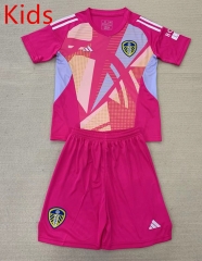 2024-2025 Leeds United Goalkeeper Pink Kids/Youth Soccer Uniform-AY