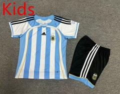 Retro Version 06 Argentina Home White*Blue Kids/Youth Soccer Uniform-7809