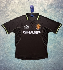 Retro Version 98-99 Manchester United Away Black Thailand Soccer Jersey AAA-6590